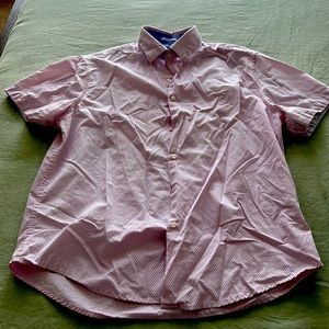 Denim and flower pink polka dot shirt, worn once, washed. No longer wanted